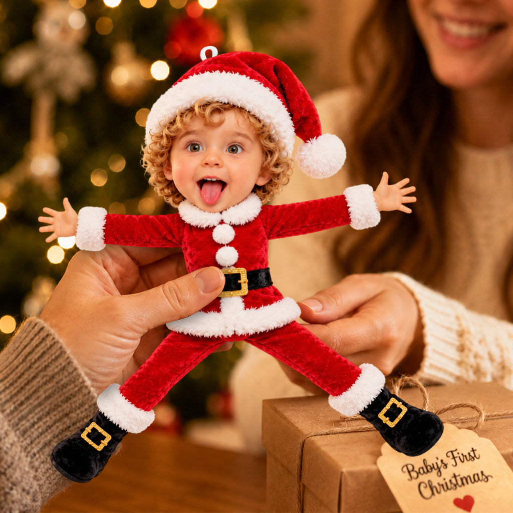 Christmas Decor, Gift for Kids, Christmas Gift - Personalized Kid Poseable Doll Ornament
