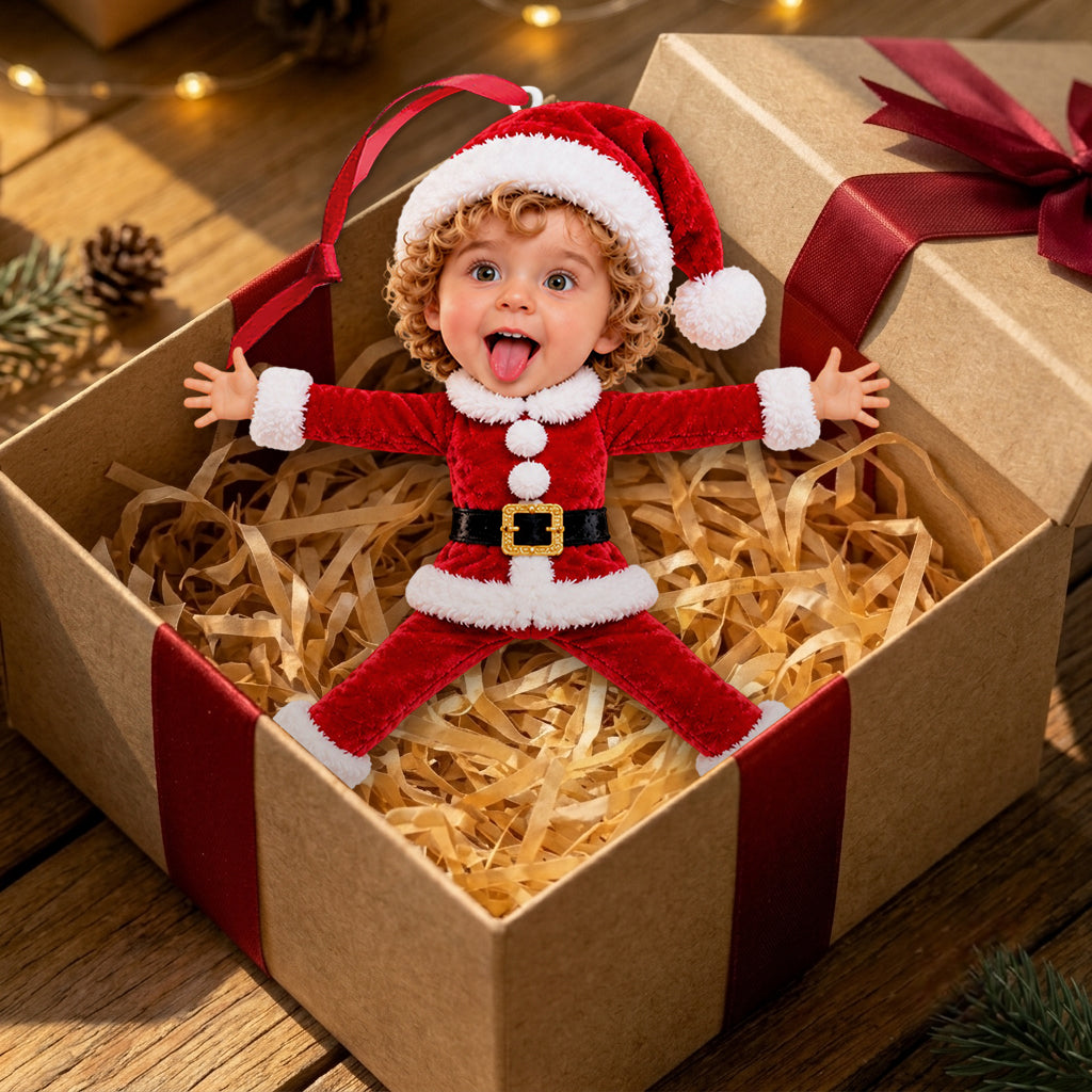Christmas Decor, Gift for Kids, Christmas Gift - Personalized Kid Poseable Doll Ornament