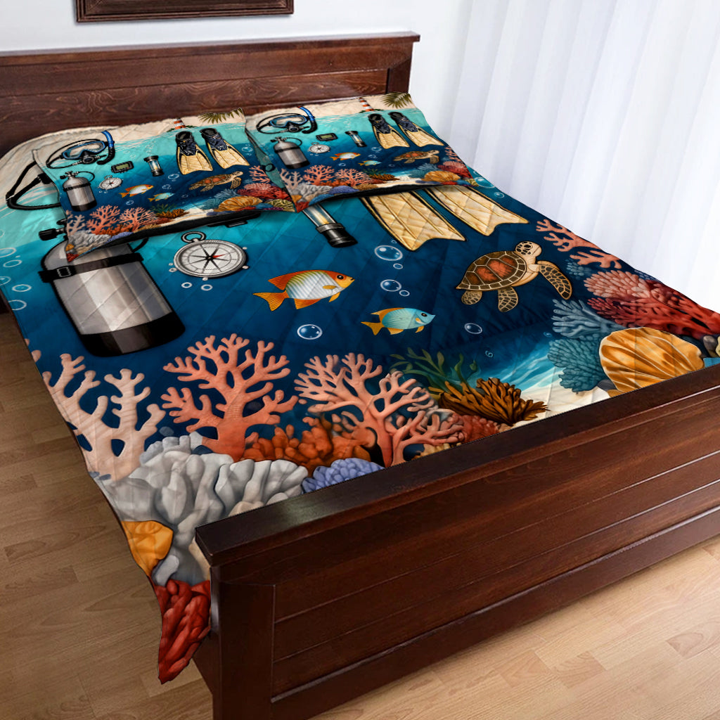Scuba Diving Lovers - Personalized Scuba Diving Quilt Set