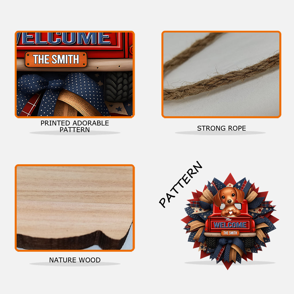 Paws & Patriot – Personalisiertes, individuell geformtes Holzschild mit Hundemotiv