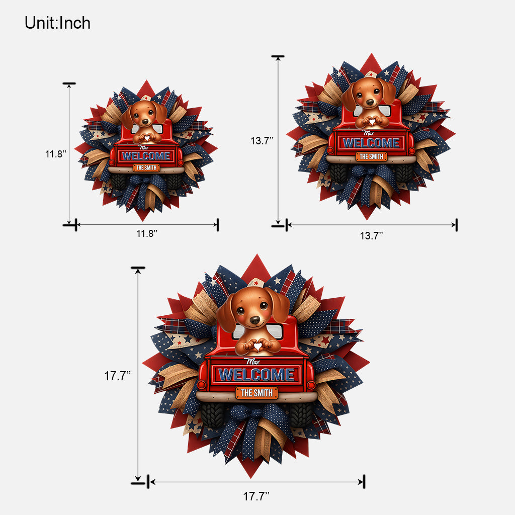 Paws & Patriot – Personalisiertes, individuell geformtes Holzschild mit Hundemotiv