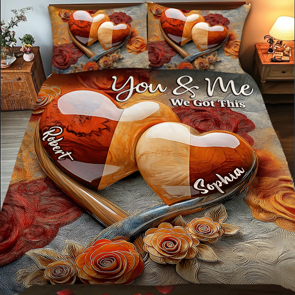 „Du und ich, wir schaffen das“ – personalisiertes Quilt-Set für Paare