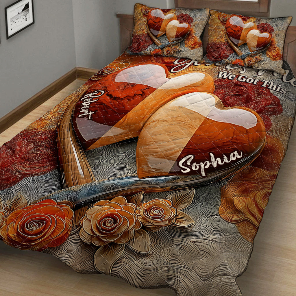 „Du und ich, wir schaffen das“ – personalisiertes Quilt-Set für Paare