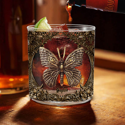 Einzigartiger Schmetterling – personalisiertes Schmetterlings-Whiskyglas