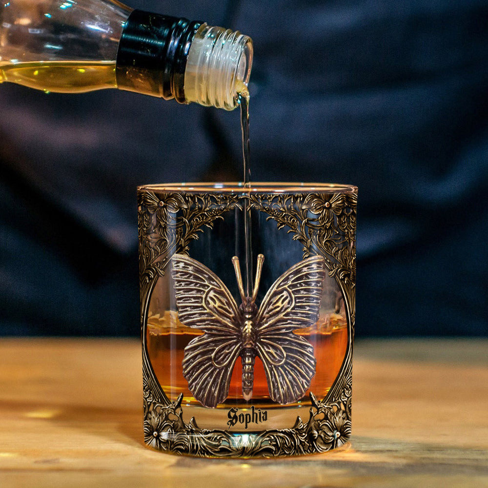 Einzigartiger Schmetterling – personalisiertes Schmetterlings-Whiskyglas