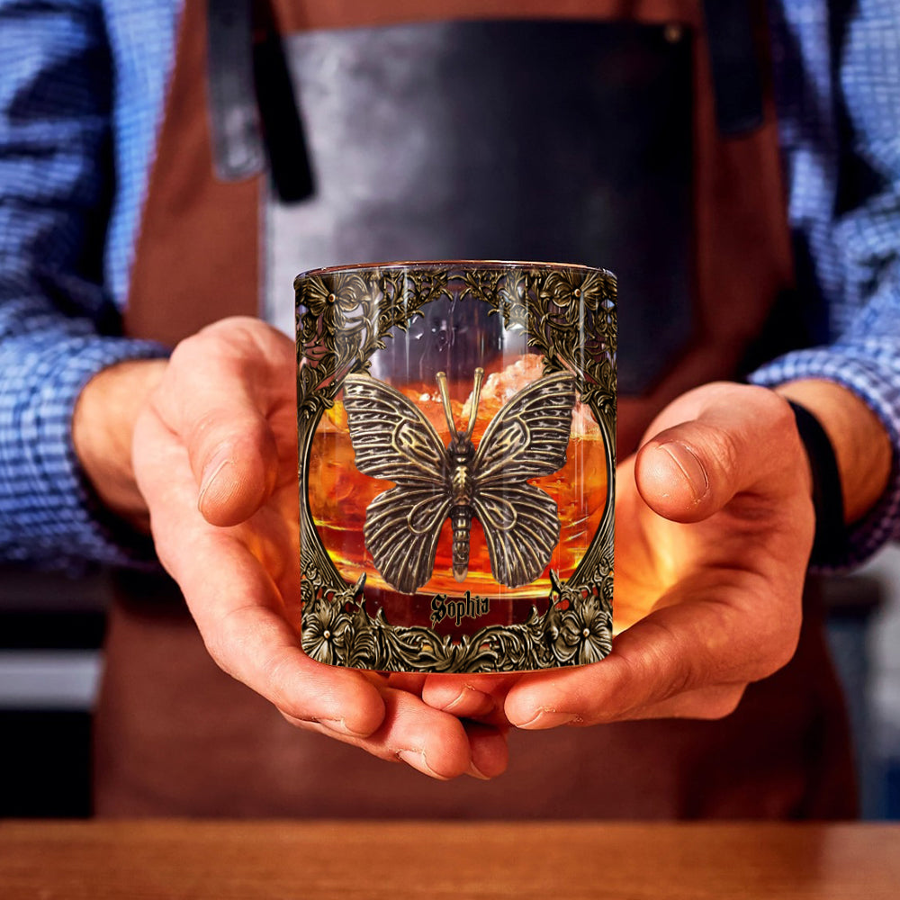 Einzigartiger Schmetterling – personalisiertes Schmetterlings-Whiskyglas
