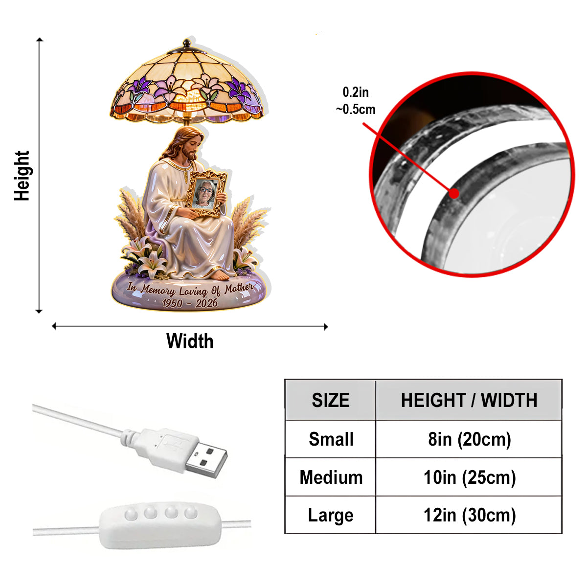 In Loving Memory - Personalized Memorial Acrylic LED Night Light