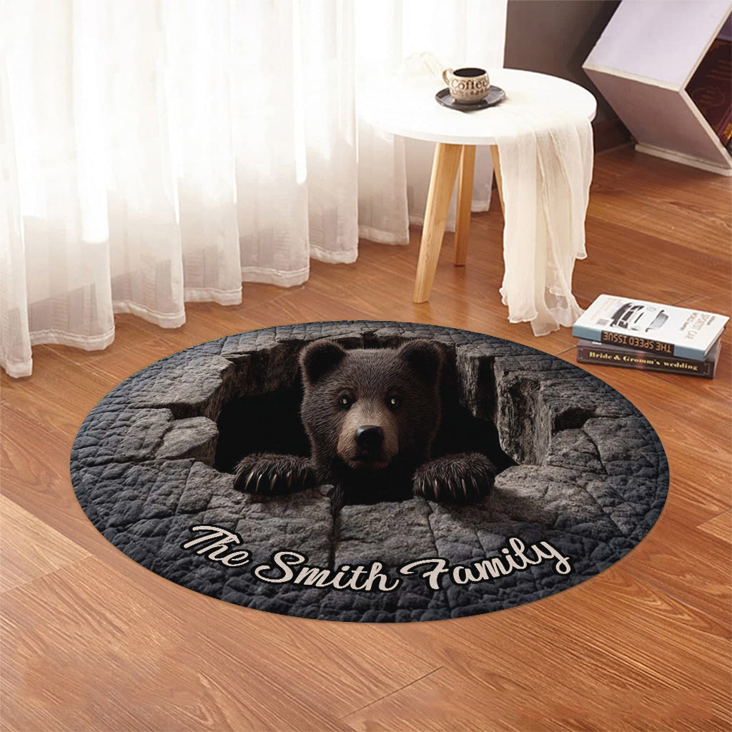 Black Bear - Personalized Hunting Round Rug