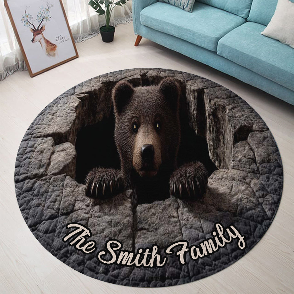 Black Bear - Personalized Hunting Round Rug