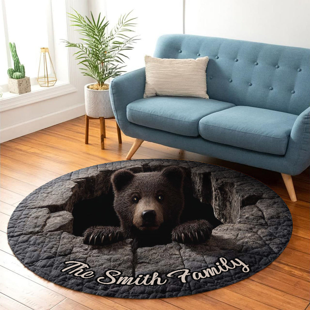 Black Bear - Personalized Hunting Round Rug