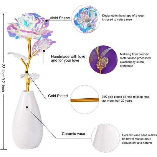 Artificial Rose Flower With Vase Mothers Day Mom Gifts