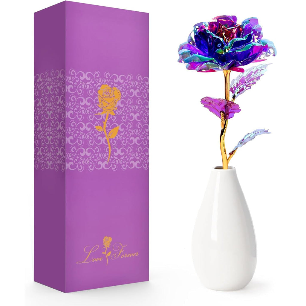 Künstliche Rose mit Vase – Muttertagsgeschenk für Mama