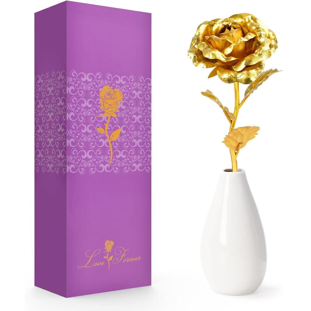 Künstliche Rose mit Vase – Muttertagsgeschenk für Mama