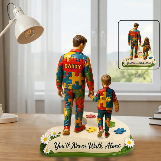 You'll Never Walk Alone - Personalized Autism Awareness Custom Shaped Acrylic Plaque
