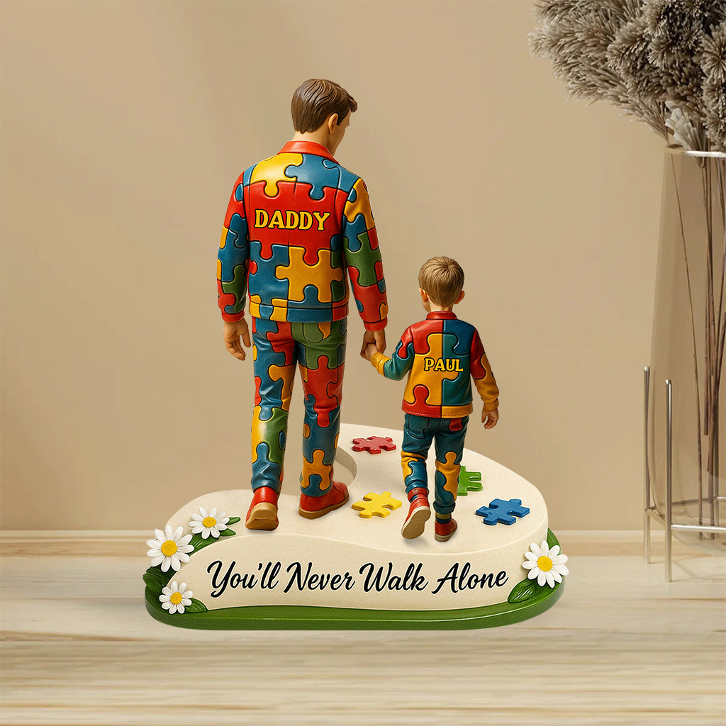 Du wirst niemals allein gehen – Personalisierte Acrylplakette zur Sensibilisierung für Autismus in individueller Form