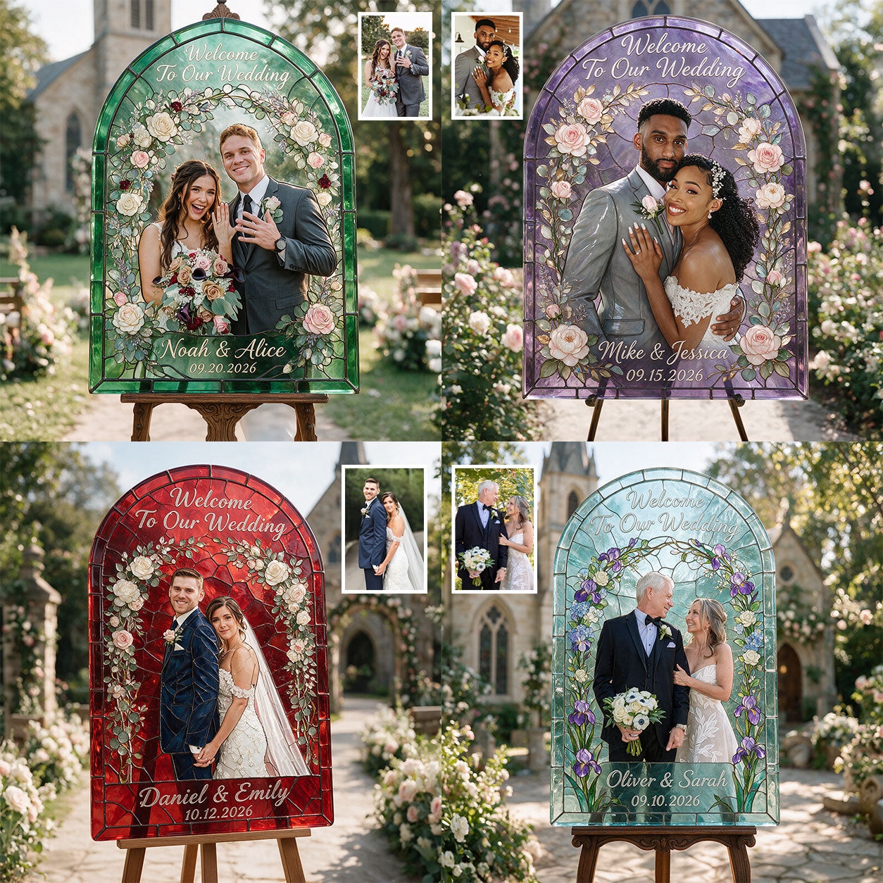 Willkommen zu unserer Hochzeit - Personalisierter 3D-gedruckter Glas-Sonnenfänger
