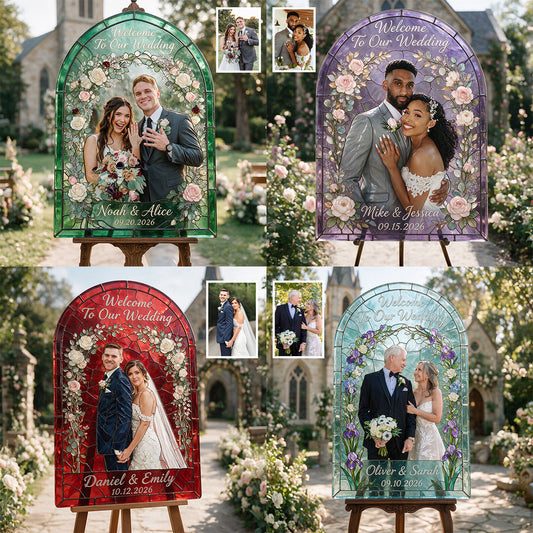 Welcome To Our Wedding - Personalized Couple 3D Printed Glass Suncatcher