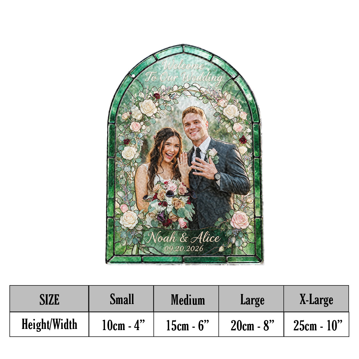 Willkommen zu unserer Hochzeit - Personalisierter 3D-gedruckter Glas-Sonnenfänger