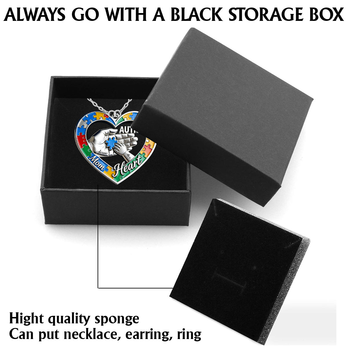 Autism Mom Heart - Personalized Autism Awareness Shaped Metal Pendant Necklace