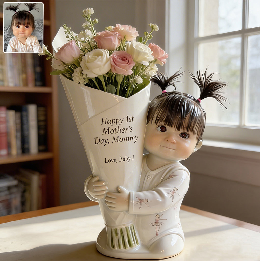 Flower Bouquet Vase - Perfect Mother's Day Gift - Personalized Kid Acrylic Flower Vase