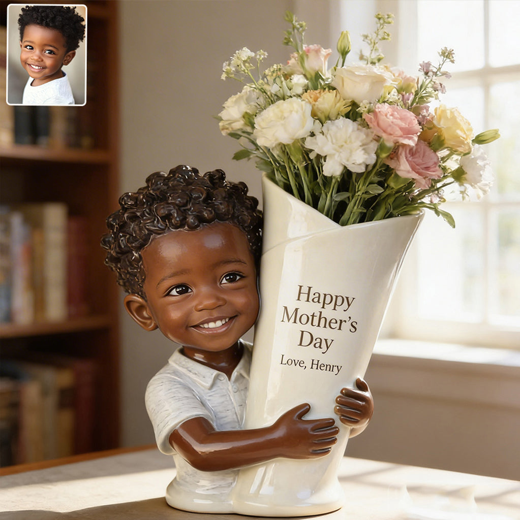 Flower Bouquet Vase - Perfect Mother's Day Gift - Personalized Kid Acrylic Flower Vase
