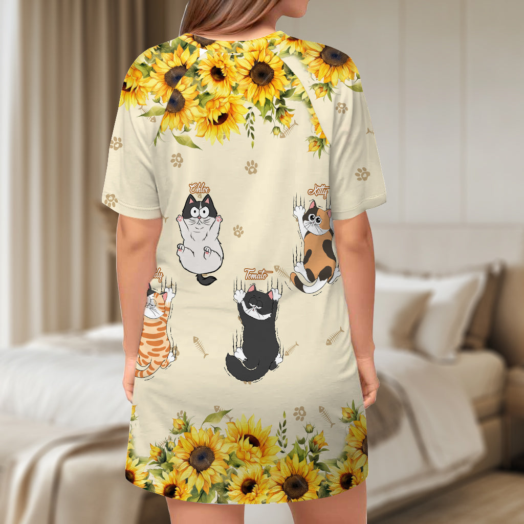 Niedliche Katzen - Personalisiertes Katzen-Schlafshirt-Kleid
