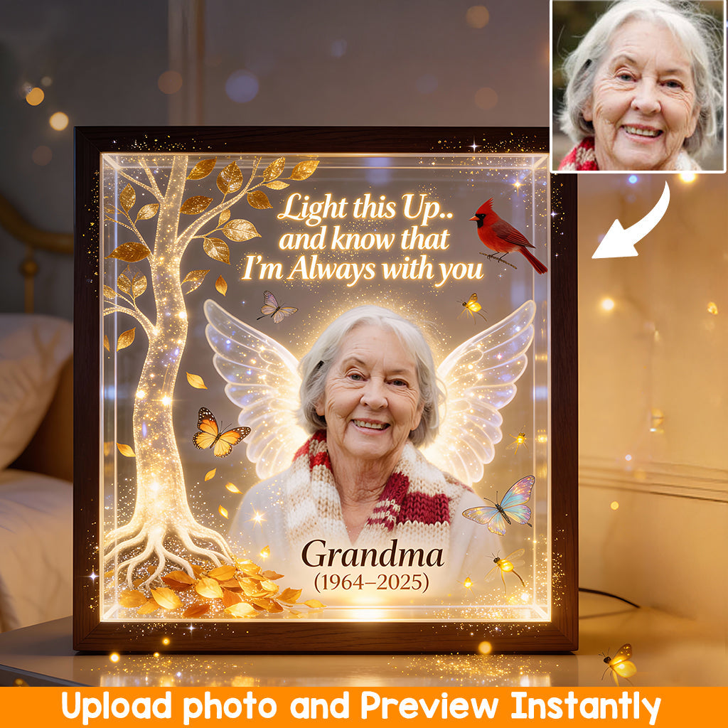 Zum Gedenken an sie – Personalisierte LED-Lichterkette im Holzrahmen