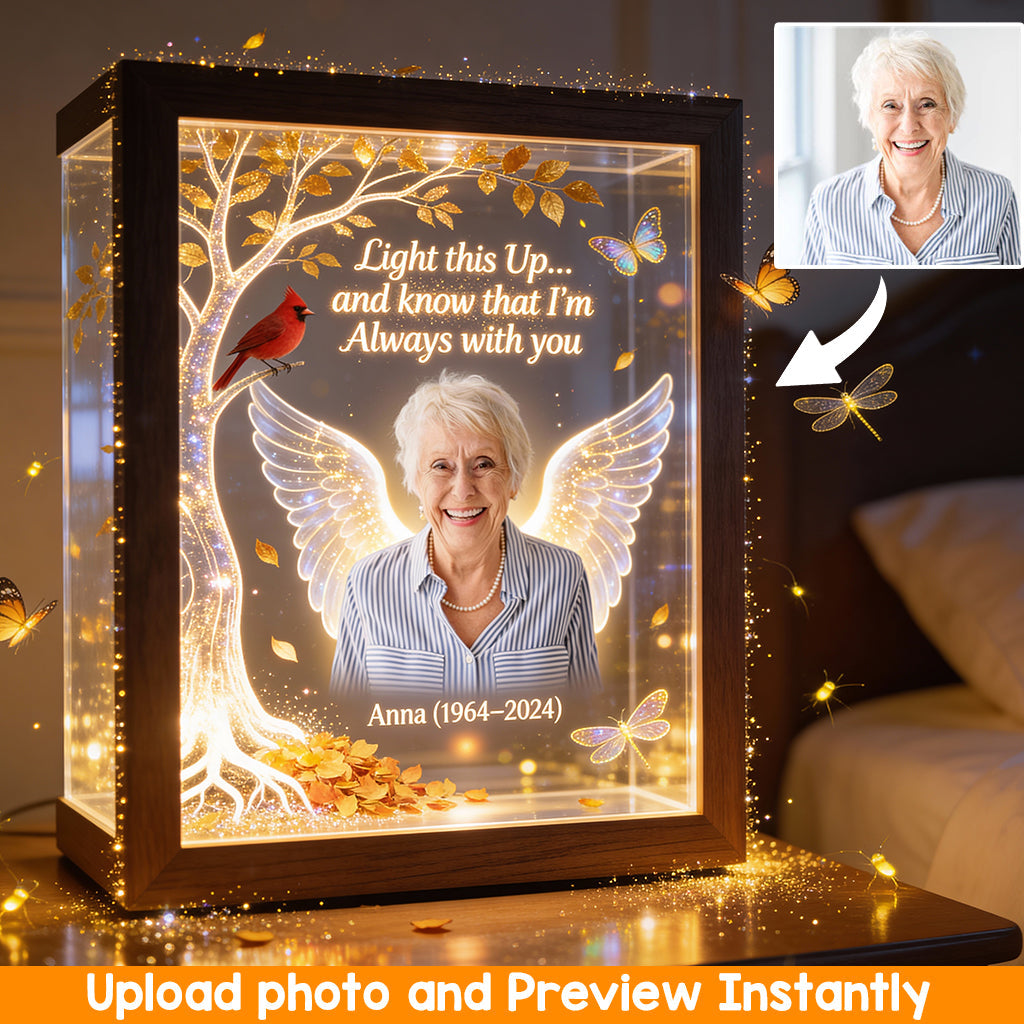 Zum Gedenken an sie – Personalisierte LED-Lichterkette im Holzrahmen