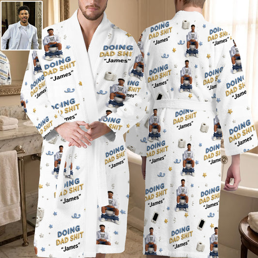Mach Papa Sh*t - Personalisierter Vater Schlafanzug Kimono Bademantel