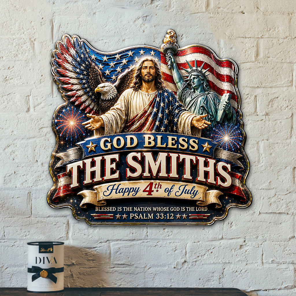 Eine Nation unter Gott, 4. Juli - Personalisierte Christliche 3D-gedruckte Metalltafel