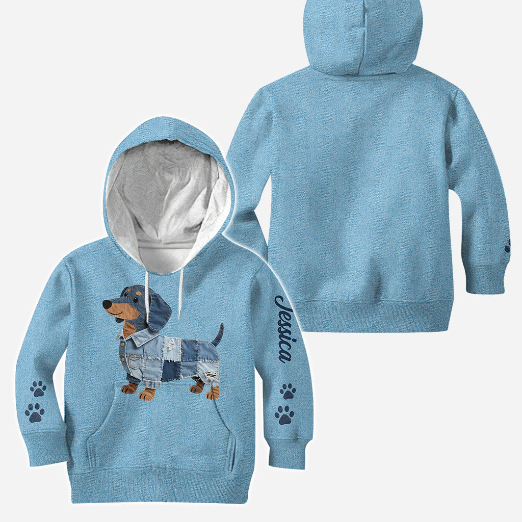 Einfach ein Mädchen, das ihren Hund liebt – personalisierter Hunde-Hoodie und Leggings