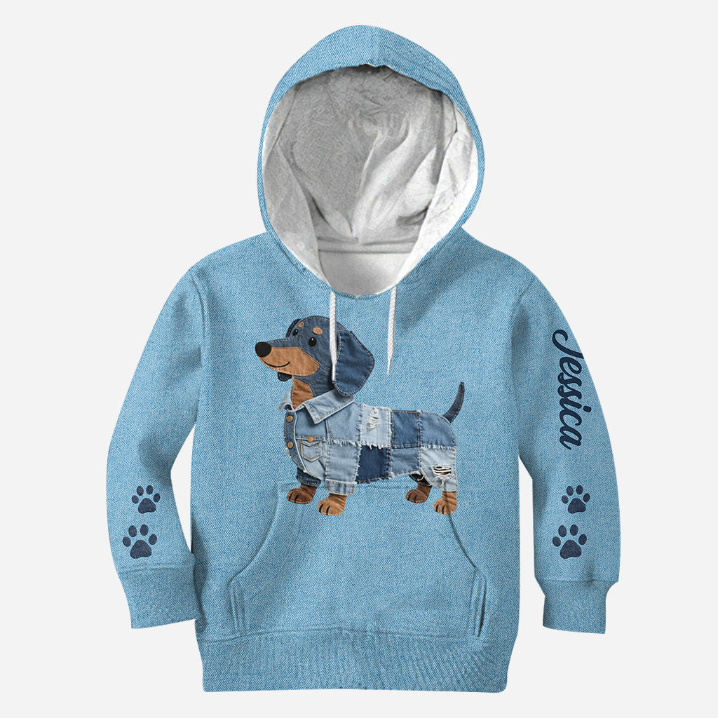 Einfach ein Mädchen, das ihren Hund liebt – personalisierter Hunde-Hoodie und Leggings