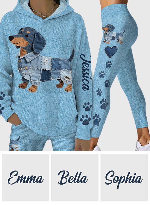 Einfach ein Mädchen, das ihren Hund liebt – personalisierter Hunde-Hoodie und Leggings