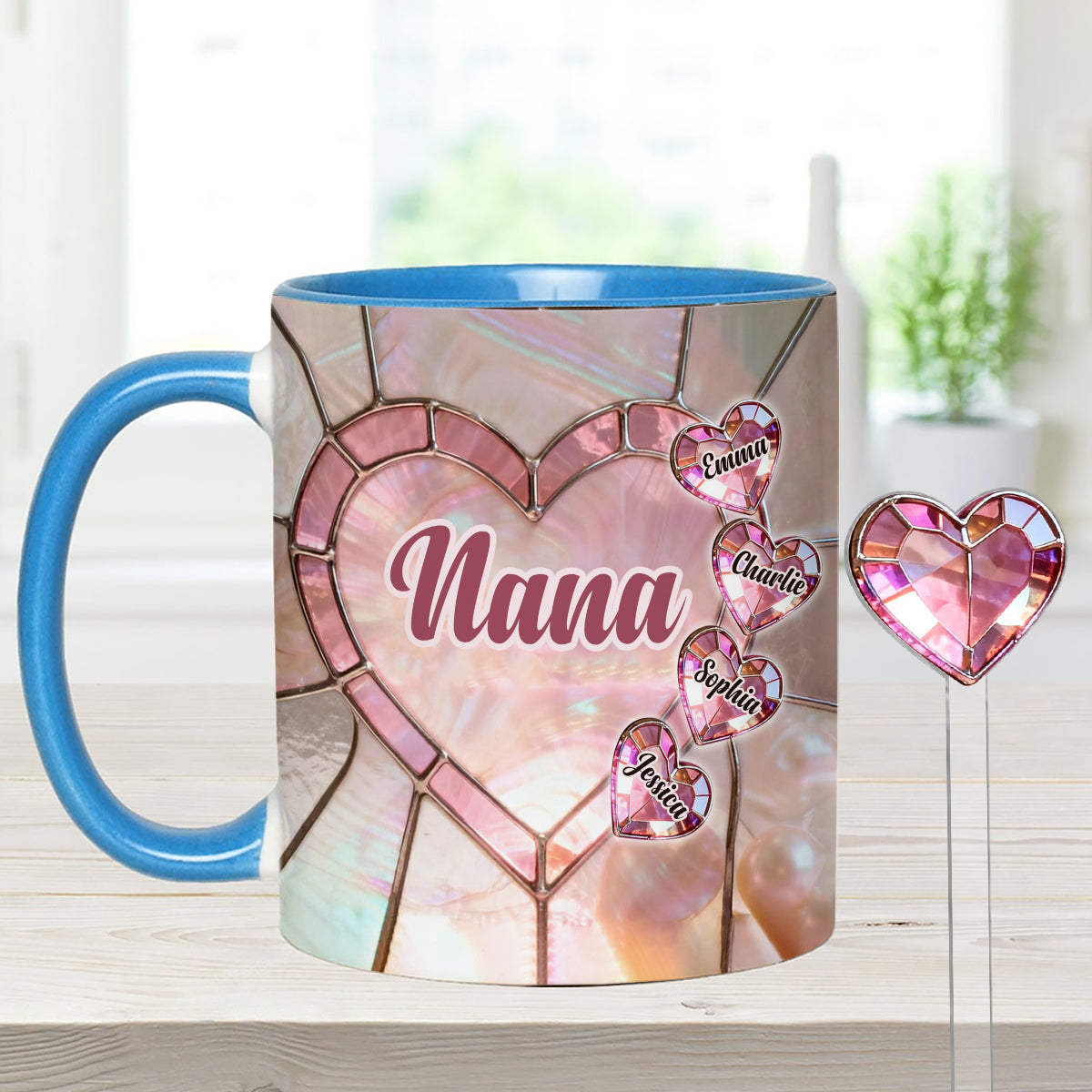 Gesegnet, Nana, Mama, Gigi oder Grandma genannt zu werden – personalisiertes Oma-Set mit Akzentbecher und Acryl-Rührstäbchen