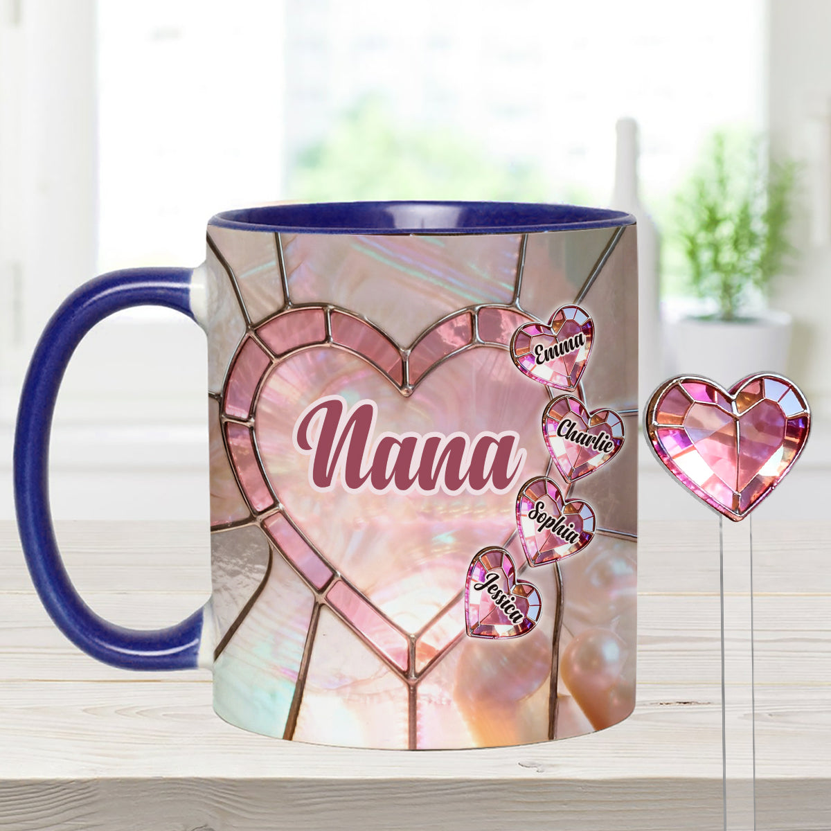 Gesegnet, Nana, Mama, Gigi oder Grandma genannt zu werden – personalisiertes Oma-Set mit Akzentbecher und Acryl-Rührstäbchen