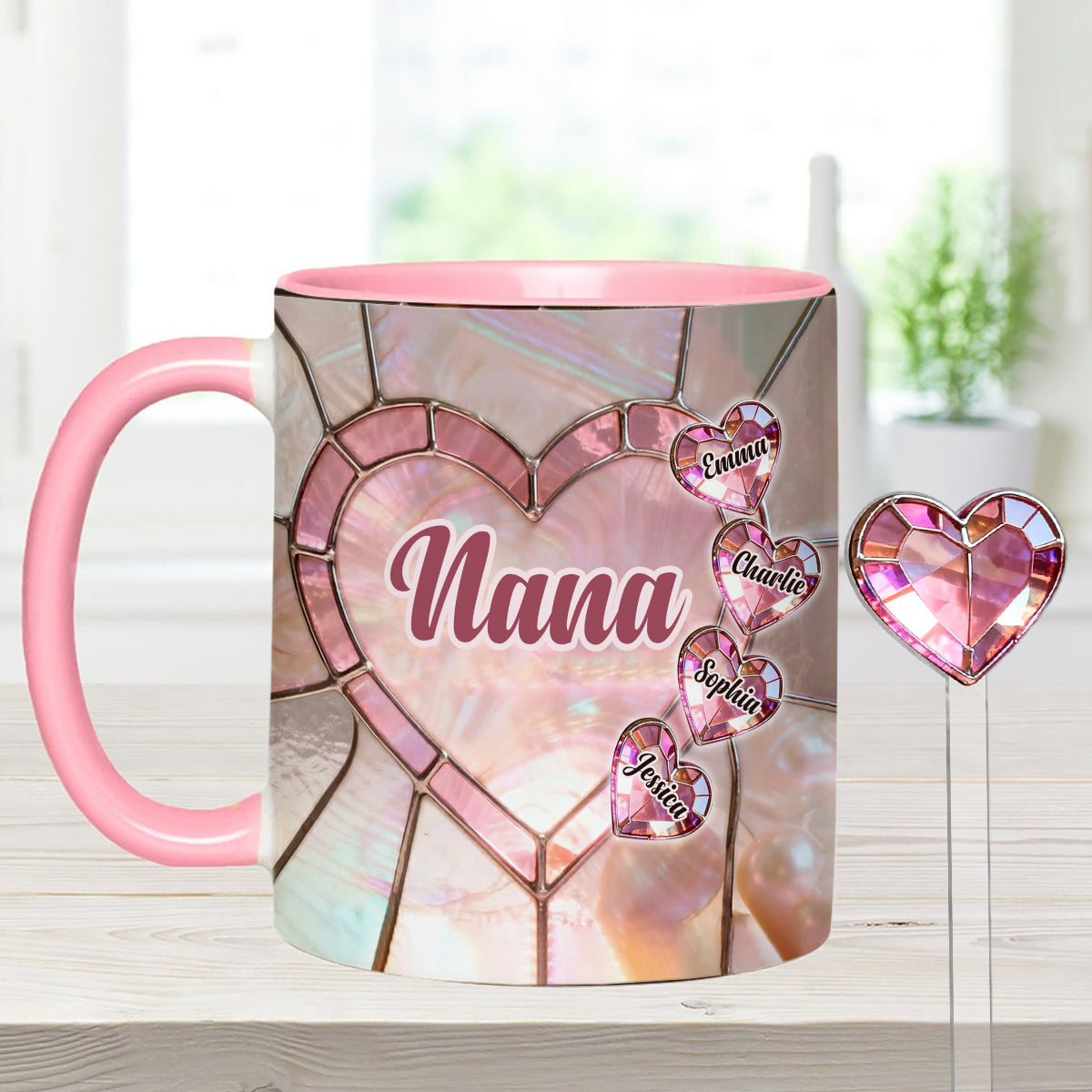 Gesegnet, Nana, Mama, Gigi oder Grandma genannt zu werden – personalisiertes Oma-Set mit Akzentbecher und Acryl-Rührstäbchen