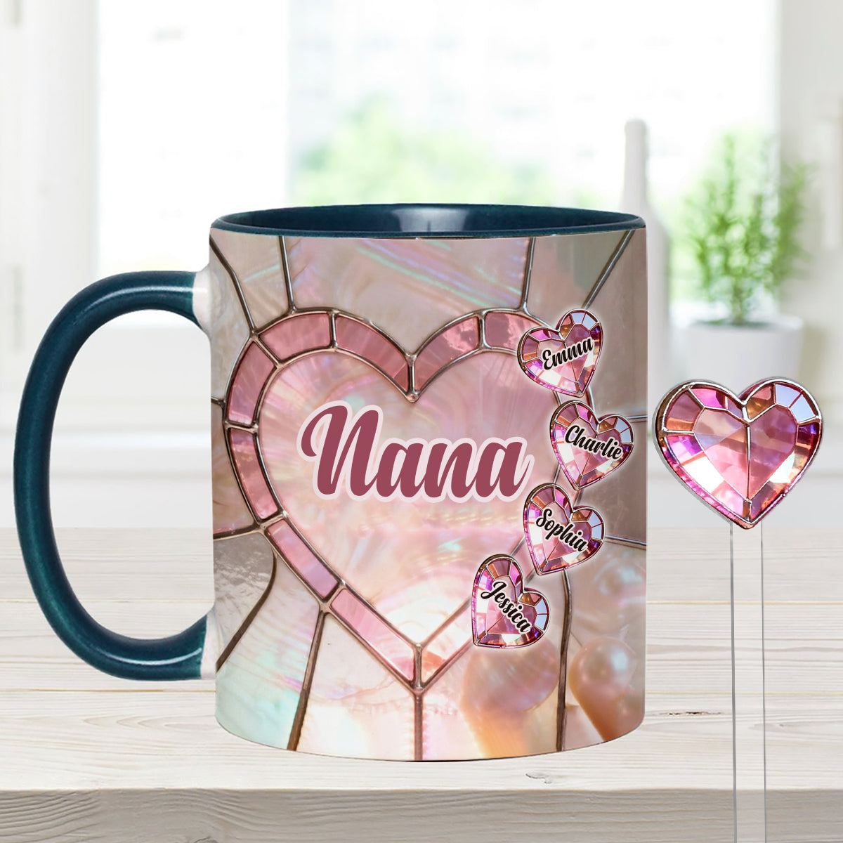 Gesegnet, Nana, Mama, Gigi oder Grandma genannt zu werden – personalisiertes Oma-Set mit Akzentbecher und Acryl-Rührstäbchen