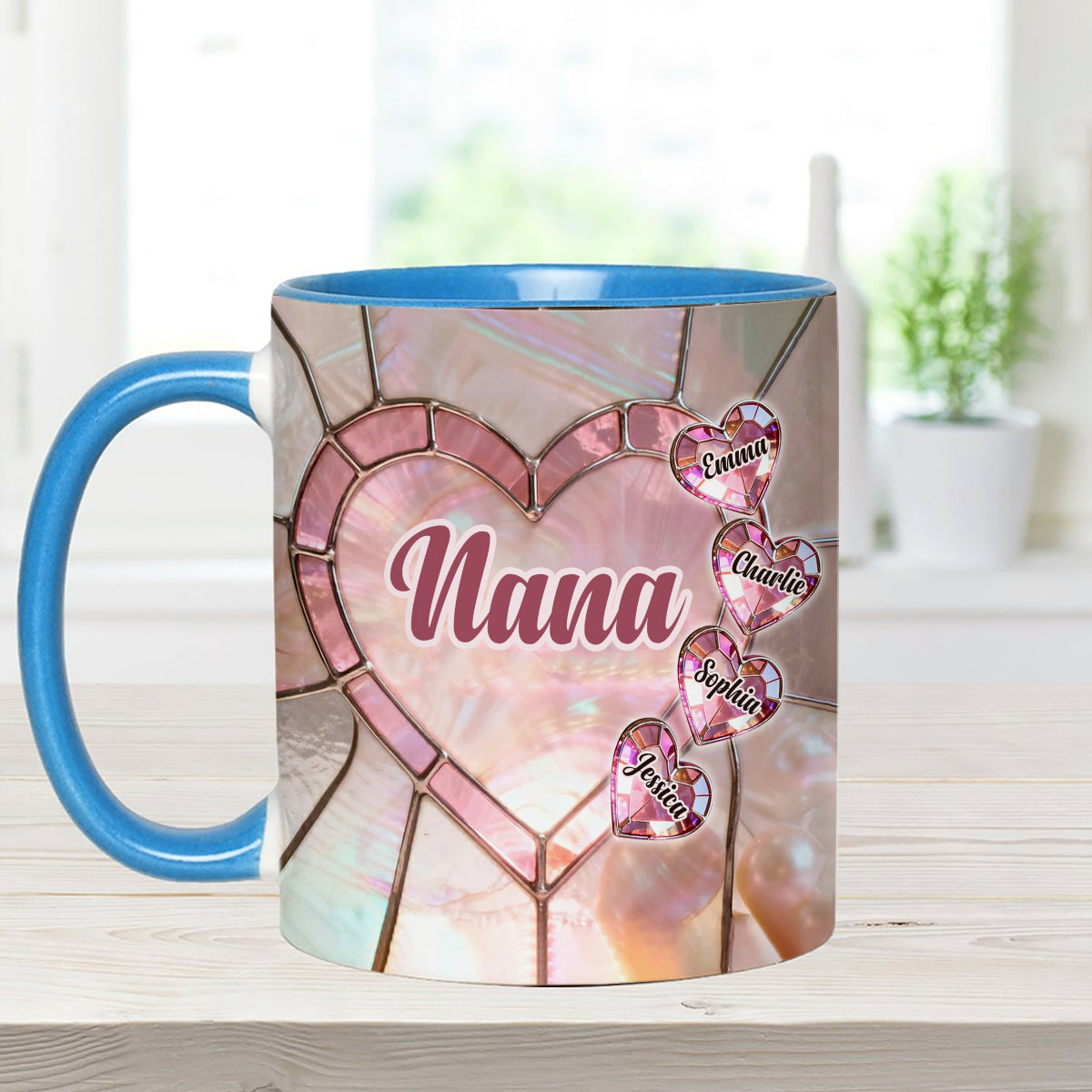 Gesegnet, Nana, Mama, Gigi oder Grandma genannt zu werden – personalisiertes Oma-Set mit Akzentbecher und Acryl-Rührstäbchen