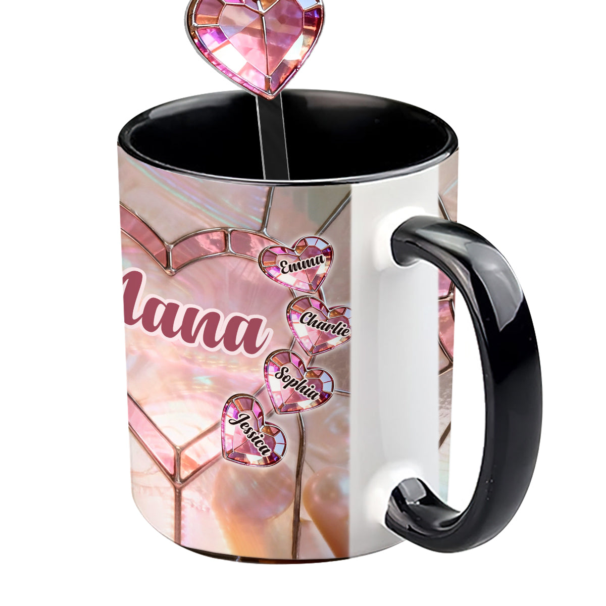 Gesegnet, Nana, Mama, Gigi oder Grandma genannt zu werden – personalisiertes Oma-Set mit Akzentbecher und Acryl-Rührstäbchen