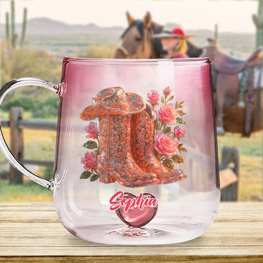 Cowgirl-Stiefel – Personalisierter Cowgirl-Farbverlauf-Glasbecher