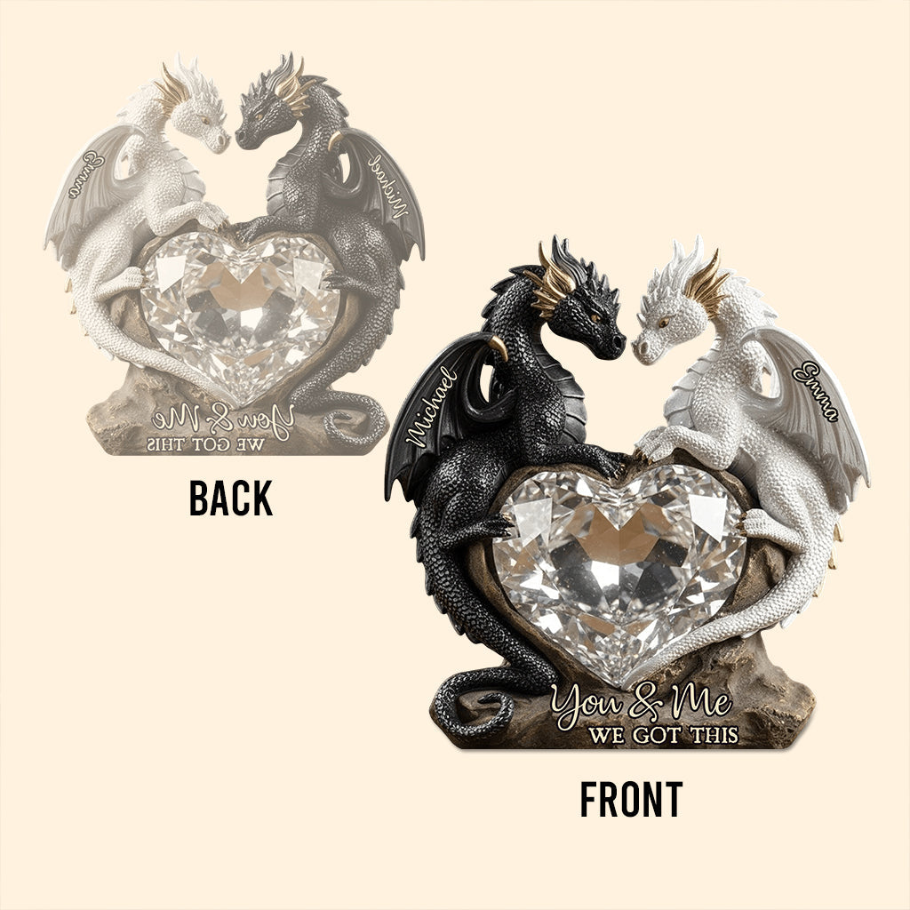 Du und ich, wir schaffen das – personalisierte Drachen-Acrylplakette in individueller Form