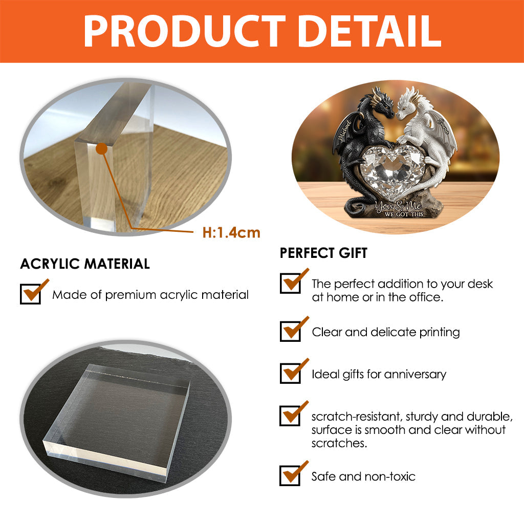 Du und ich, wir schaffen das – personalisierte Drachen-Acrylplakette in individueller Form