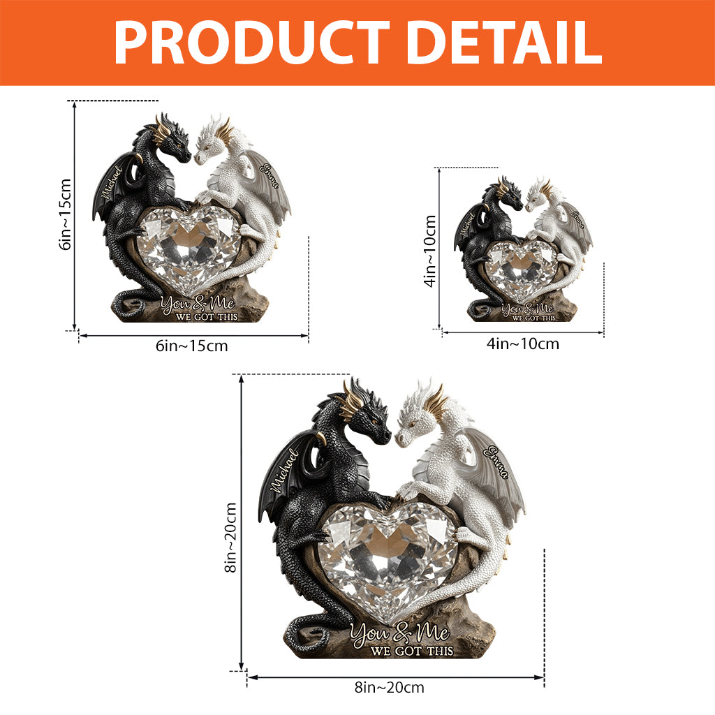 Du und ich, wir schaffen das – personalisierte Drachen-Acrylplakette in individueller Form