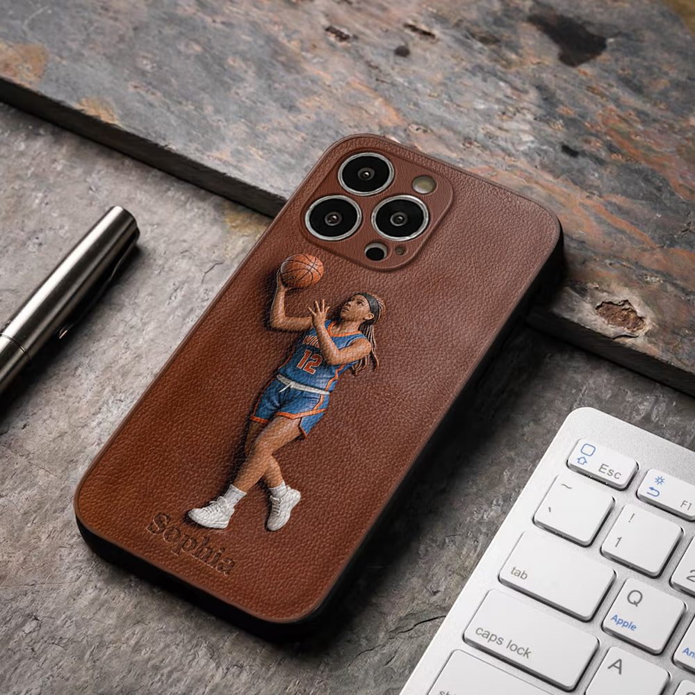 Love Basketball - Personalized Basketball Leather Phone Case