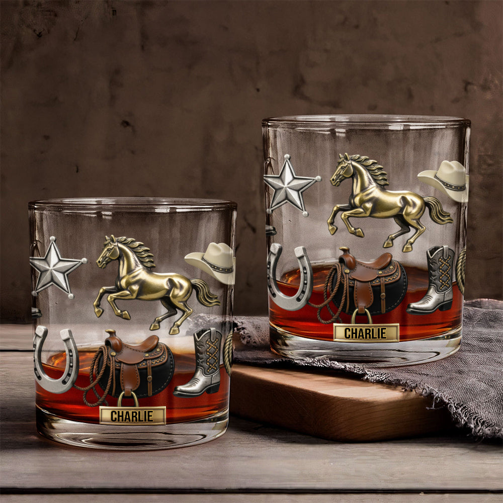 Western Spirit – Personalisiertes Whiskeyglas mit Pferdemotiv