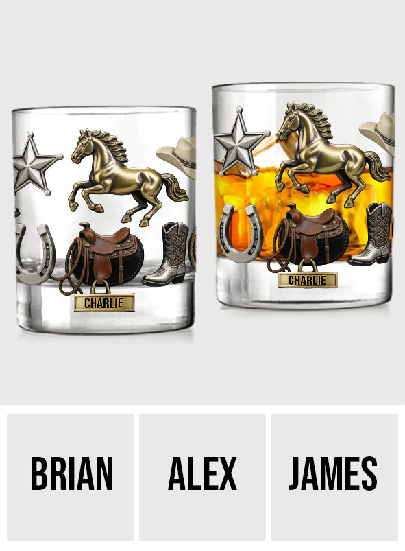 Western Spirit – Personalisiertes Whiskeyglas mit Pferdemotiv