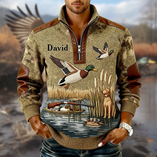 Duck Hunting Season - Personalized Hunting Men Zip-Up Sweatshirt
