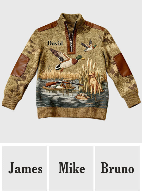 Duck Hunting Season - Personalized Hunting Men Zip-Up Sweatshirt