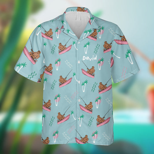 Lustiges Bigfoot-Angelshirt – personalisiertes Hawaii-Angelshirt