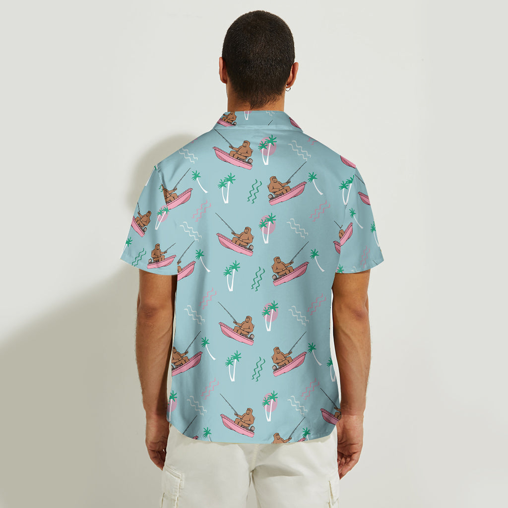 Funny Bigfoot Fishing Shirt - Personalized Fishing Hawaiian Shirt
